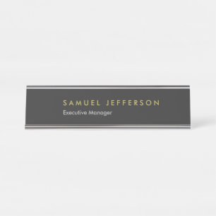 Chic special black professional plain modern desk name plate