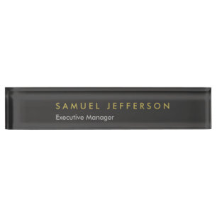 Chic special black professional plain modern nameplate