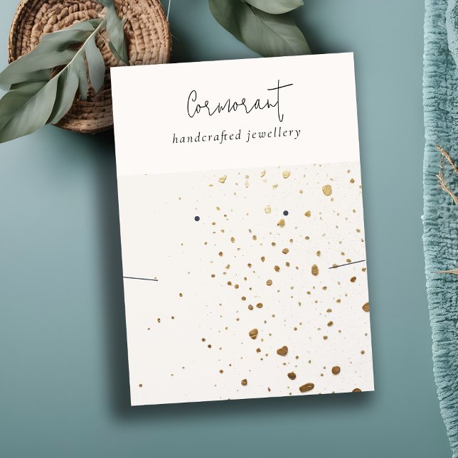 Chic Speckled Gold White Earring Necklace Display Business Card (Creator Uploaded)