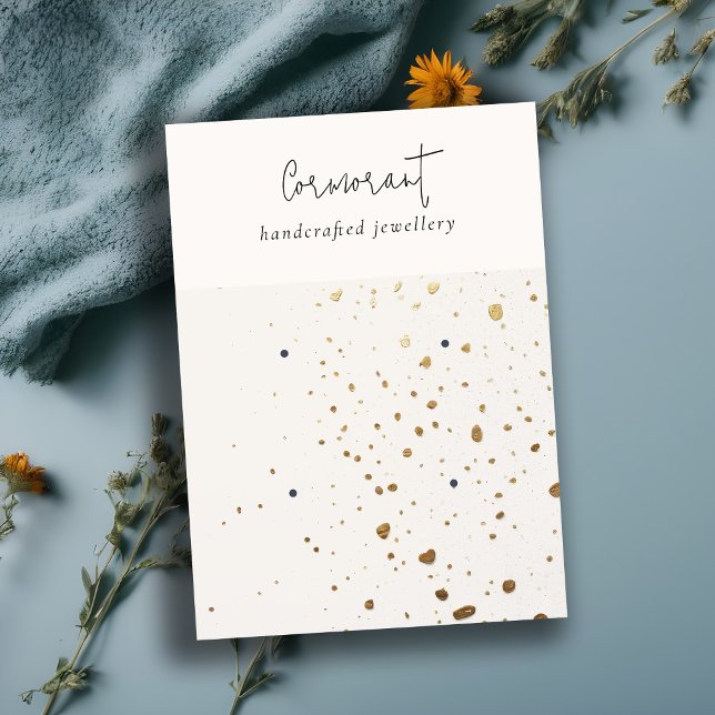 Chic Speckled Gold White Texture 2 Earring Holder Business Card (Creator Uploaded)