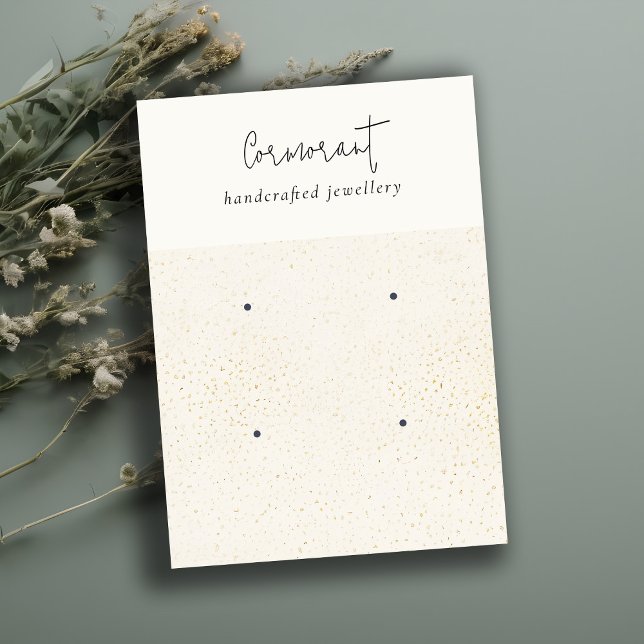 Chic Speckled Gold White Texture 2 Earring Holder Business Card (Creator Uploaded)