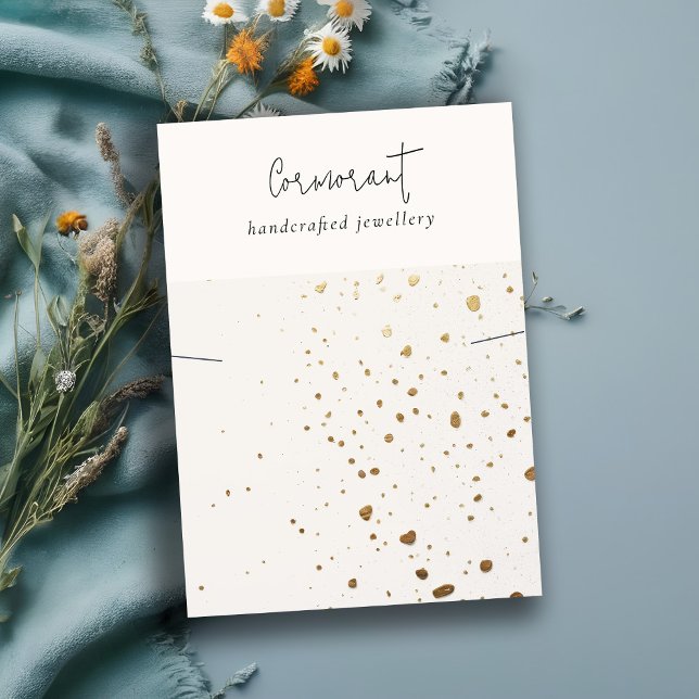 Chic Speckled Gold White Texture Necklace Display Business Card (Creator Uploaded)
