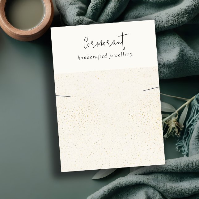 Chic Speckled Gold White Texture Necklace Display Business Card (Creator Uploaded)