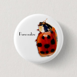 Chic Spotted Ladybug With Name 3 Cm Round Badge