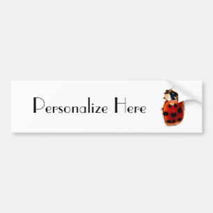 Chic Spotted Ladybug With Name Bumper Sticker