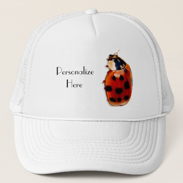 Chic Spotted Ladybug With Name Trucker Hat (Front)