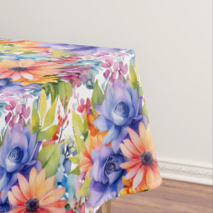 Chic Spring Colours Flowers Floral Tablecloth
