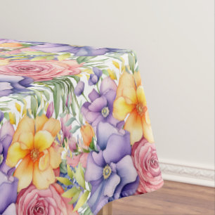 Chic Spring Colours Flowers Floral Tablecloth