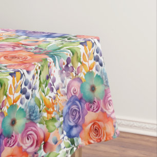 Chic Spring Colours Flowers Floral Tablecloth