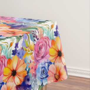 Chic Spring Colours Flowers Floral Tablecloth