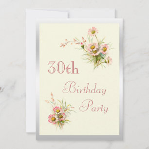 Chic Spring Flowers 30th Birthday Invitation