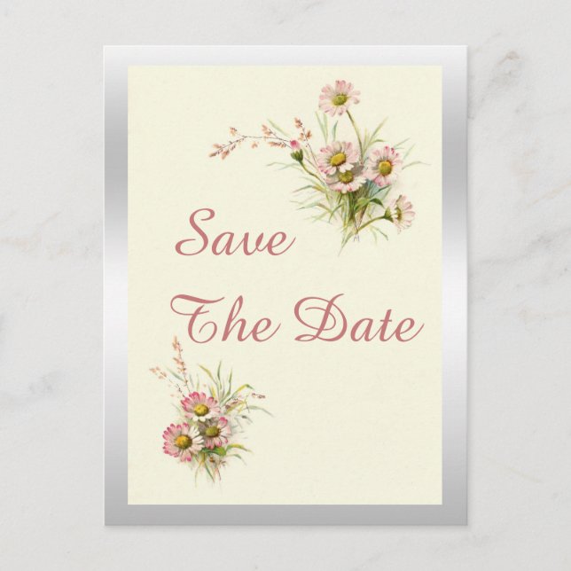 Chic Spring Flowers 90th Birthday Save The Date Announcement Postcard (Front)