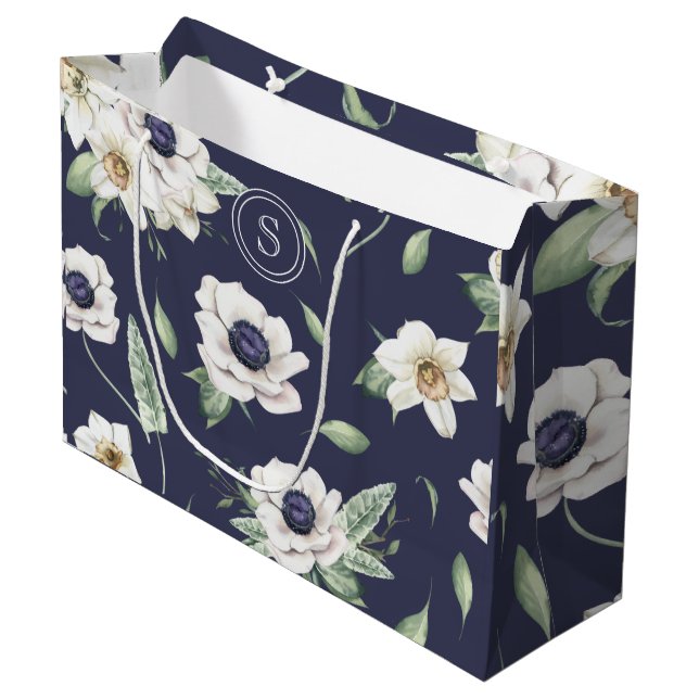 Chic Spring Watercolor Bouquet Large Gift Bag (Front Angled)