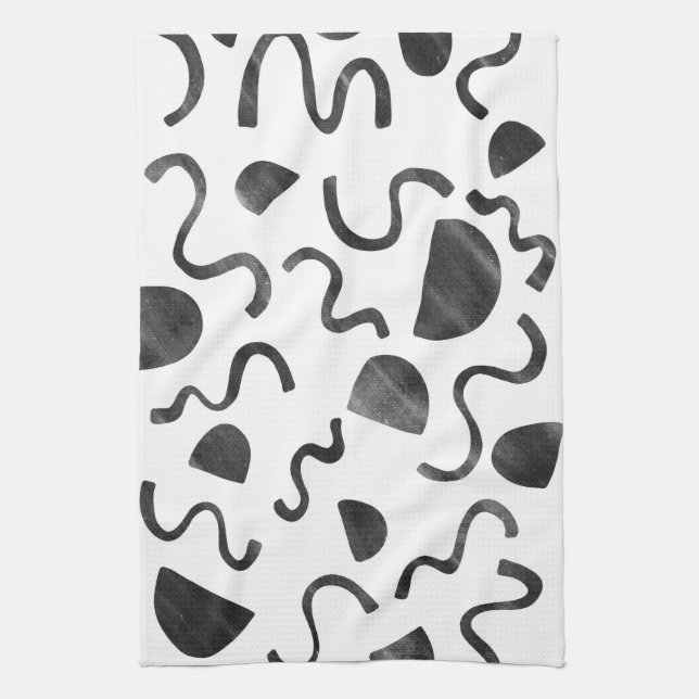 Chic squiggles in black & white kitchen towel (Vertical)