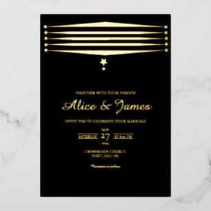Chic Star Lines Elegant Black Gold Foil Wedding