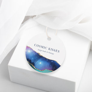 Chic Starry Galaxy Business Name QR Social Hang Favour Tags