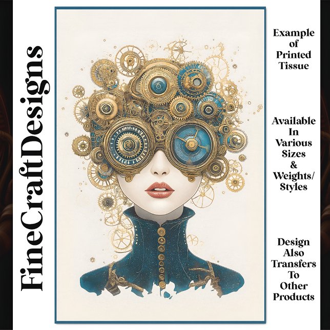 Chic Steampunk Female Portrait N8 Decoupage Tissue Paper (Creator Uploaded)