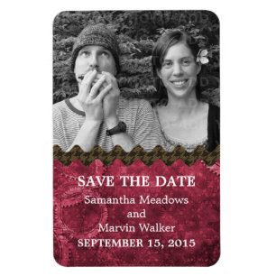Chic Steampunk Photo Save the Date Magnet, Pink Magnet