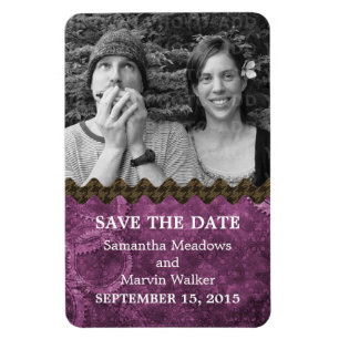 Chic Steampunk Photo Save the Date Magnet, Purple Magnet