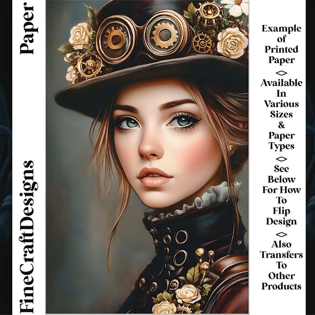 Chic Steampunk Woman Portrait CJ4 Scrapbook Paper (Creator Uploaded)