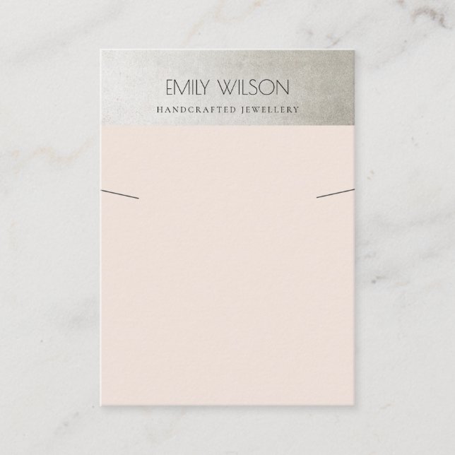 CHIC STEEL GREY SILVER BLUSH PINK NECKLACE DISPLAY BUSINESS CARD (Front)