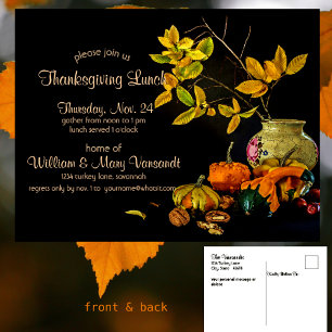 Chic Still Life Thanksgiving Invitation  Postcard