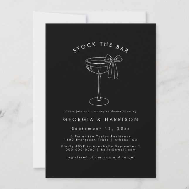 Chic Stock The Bar Couples Shower Invitation  (Front)