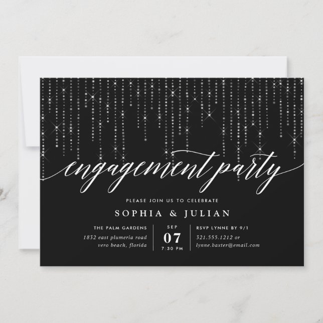 Chic String Lights Engagement Party Invitation (Front)