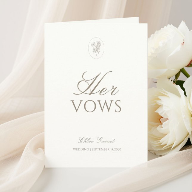 Chic Stripe Minimalist His & Her Wedding Vows  Card (Creator Uploaded)