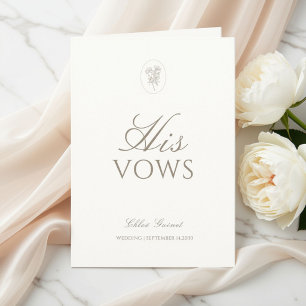 Chic Stripe Minimalist His & Her Wedding Vows Card