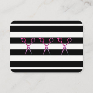 Chic Stripe Pattern Grunge Scissors Business Card