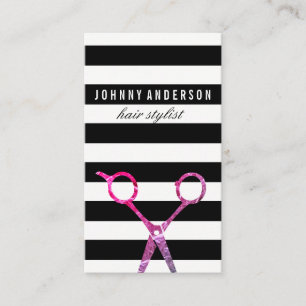 Chic Stripe Pattern Grunge Scissors / Variation Business Card