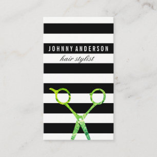 Chic Stripe Pattern Grunge Scissors / Variation Business Card