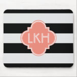 Chic Stripe & Three Monogram Mouse Pad<br><div class="desc">Chic Stripe & Three Monogram</div>
