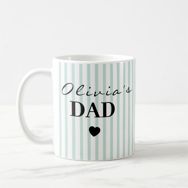 Chic striped dad mug with custom child name (Left)