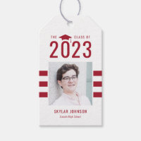 Chic Stripes EDITABLE COLOR Graduation Favor Tag