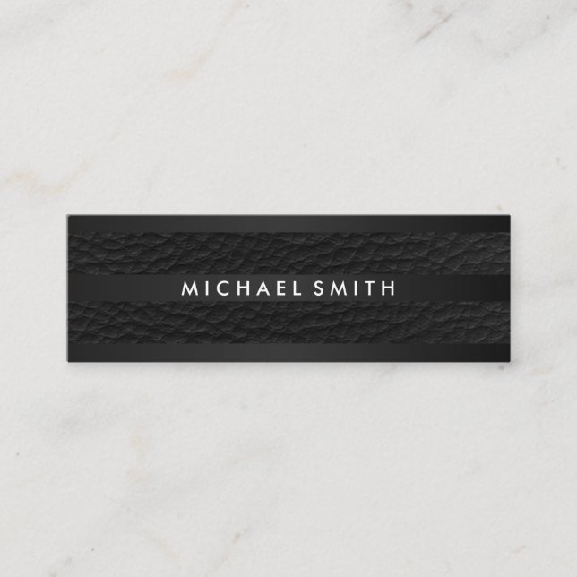 Chic Stripes Faux Leather Mini Business Card (Front)