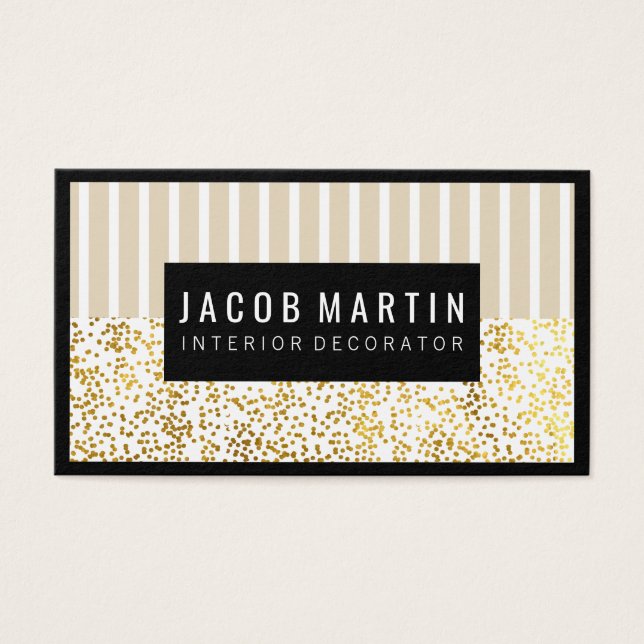 Chic Stripes Gold Dotted Pattern Black Border (Front)