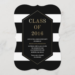 Chic Stripes Graduation Invitation