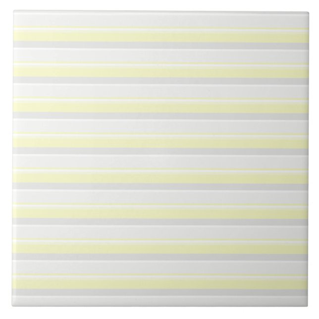 Chic Stripes In Grey White and Banana Yellow Tile (Front)