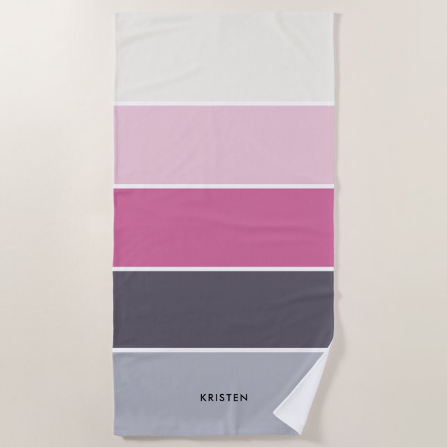 Chic Stripes Pattern Personalised  Beach Towel (Front)