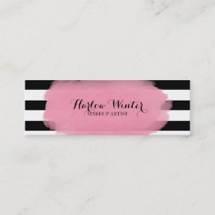 Chic Stripes Pink Black White Makeup Artist Mini Business Card