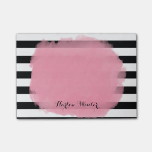 Chic Stripes Pink Black White Post-it Notes