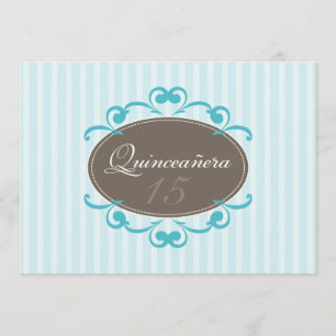 Chic Stripes Quinceanera Invitation (aqua)