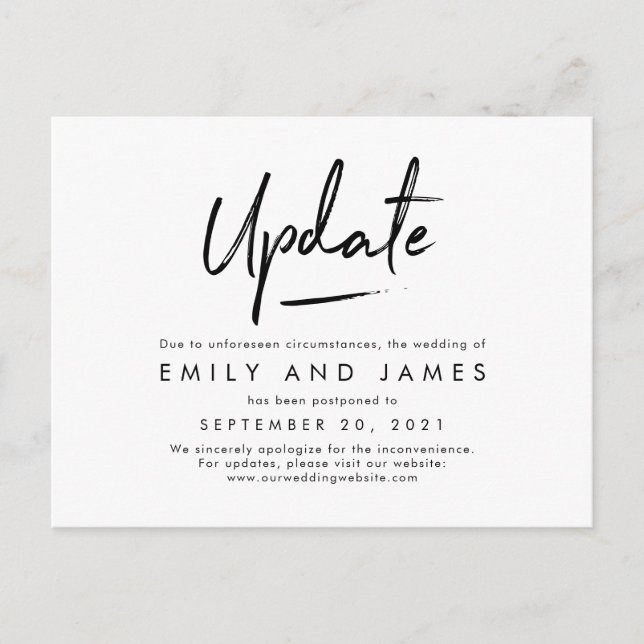 Chic Strokes EDITABLE COLOR Change The Date Postcard (Front)
