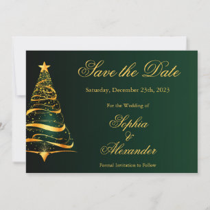 Chic Stylish Christmas Tree Wedding Save the Date Invitation