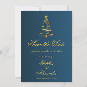 Chic Stylish Christmas Tree Wedding Save the Date Invitation