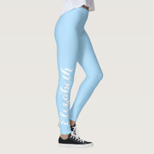 Chic Stylish Cool Blue Custom Name Workout Sports Leggings