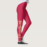 Chic Stylish Custom Name Pink Workout Yoga Sports Leggings<br><div class="desc">Custom, personalised, beautiful, elegant faux gold on dark pink typography script, cool, chic, stylish, modern, trendy, breatheable, hand sewn, womens full length fashion travel party workout sports yoga gym running leggings pants, that stretches to fit your body, hugs in all the right places, bounces back after washing, and doesn't lose...</div>