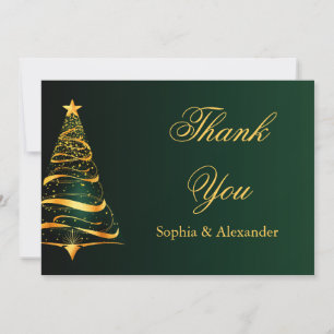 Chic Stylish Gold Christmas Tree Thank You Wedding Card